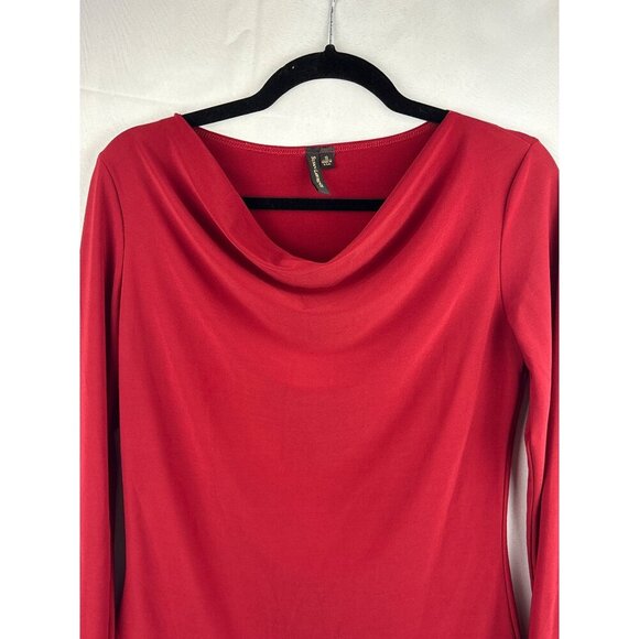 Susan Lawrence Red Cowl Neck Long Sleeve Top S - Picture 2 of 4